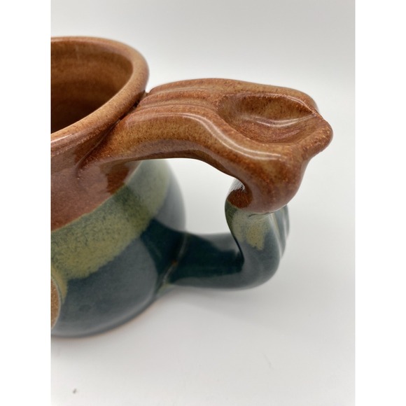 CLAYTON Pottery Coffee Cup Mug Leaf Pattern Thumb Print Handle - Picture 2 of 8